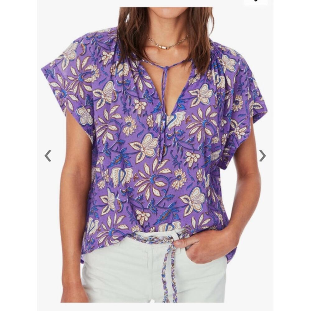XiRena | $179 Purple Graze Tessa Floral Blouse Top Cotton Size XS